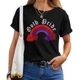 Goth Pride Rainbow Gothic Gay Pride Roses Women T-shirt | Mazezy