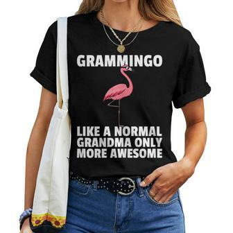 Grammingo Like A Normal Grandma Only More Awesome Flamingo Gift For Womens Gift For Women Women Crewneck Short T-shirt - Thegiftio UK