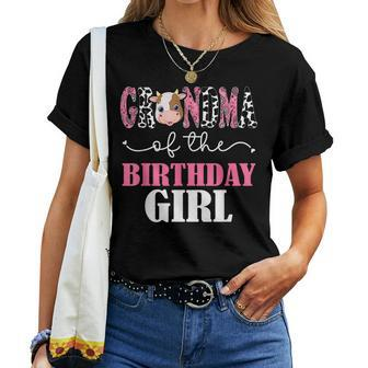 Grandma Of The Birthday For Girl Cow Farm 1St Birthday Cow Women T-shirt - Seseable