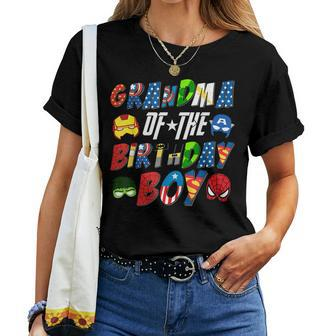 Grandma Of The Superhero Birthday Boy Super Hero Family Women T-shirt Short Sleeve Graphic - Monsterry UK