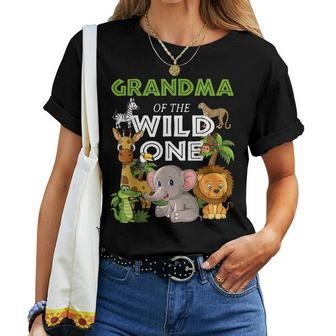 Grandma Of The Wild One Zoo Birthday 1St Safari Jungle Women T-shirt