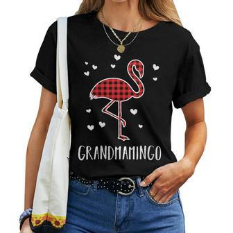 Grandmamingo Buffalo Plaid Flamingo Matching Christmas Women T-shirt | Mazezy