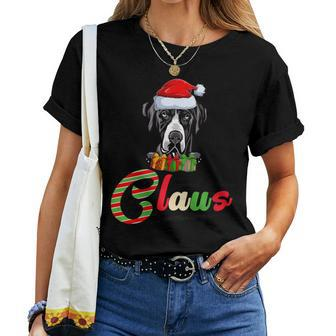 Great Dane Claus Dog Lovers Santa Hat Ugly Christmas Sweater Women T-shirt - Monsterry