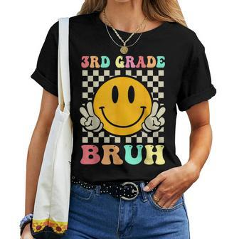 Groovy 3Rd Grade Bruh Smile Face Back To School Teacher Kids Women T-shirt Crewneck Short Sleeve Graphic - Monsterry DE