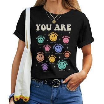 Groovy You Are Bible Verse Smile Face Religious Christian Women T-shirt - Monsterry DE