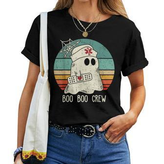 Groovy Boo Boo Crew Nurse Scrub Ghost Halloween Nurse Women T-shirt - Seseable