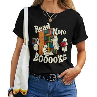 Groovy Halloween Read More Books Cute Boo Student Teacher Women T-shirt - Seseable