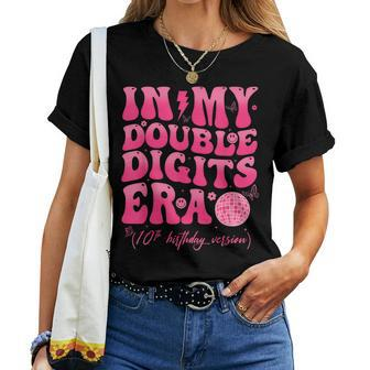 Groovy Retro In My Double Digits Era 10Th Birthday Girl Women T-shirt - Thegiftio UK