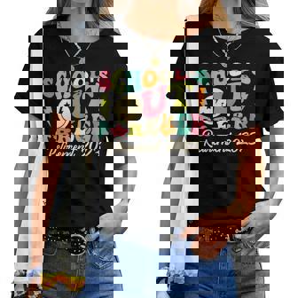 Groovy Schools Out Forever Retired Teacher Retirement 2023 Women T-shirt | Mazezy