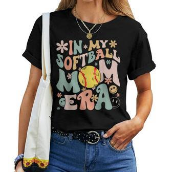 Groovy In My Softball Mom Era Mom Life Game Day Vibes Women T-shirt - Thegiftio UK