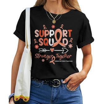 Groovy Support Squad Peach Ribbon Endometrial Cancer Women T-shirt - Thegiftio UK