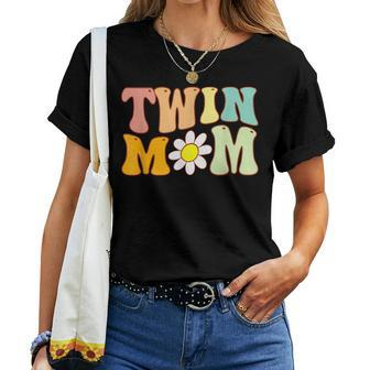 Groovy Twin Mama For New Mom Of Twins Women T-shirt | Mazezy