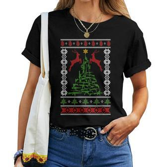 Guns Ugly Christmas Sweater Military Gun Right 2Nd Amendment Women T-shirt - Seseable