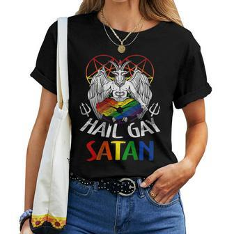 Hail Gay-Satan Lgbt Goth Gay Pride Baphomet Celebrate Lgbt Women T-shirt | Mazezy DE