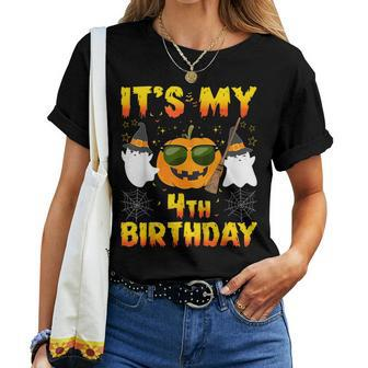 Halloween Birthday 4 Year Old Boy Girl 4Th Birthday Costume Women T-shirt - Monsterry CA