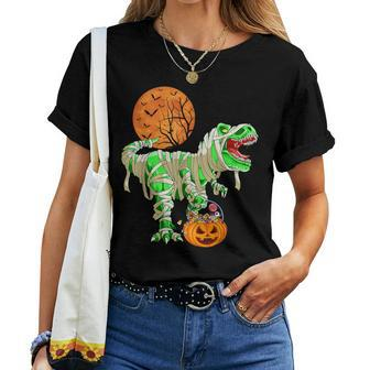 Halloween For Boys Dinosaur T-Rex Mummy Pumpkin Women T-shirt - Seseable