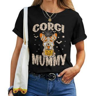 Halloween Costume Dog Lover Owner Outfit Adult Corgi Mummy Women T-shirt - Monsterry