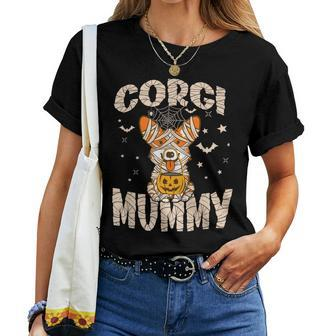Halloween Costume Dog Lover Owner Outfit Adult Corgi Mummy Women T-shirt - Seseable