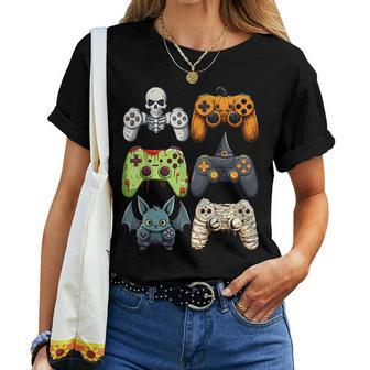 Halloween Gaming Controllers Skeleton Witch Zombie Mummy Women T-shirt - Monsterry AU