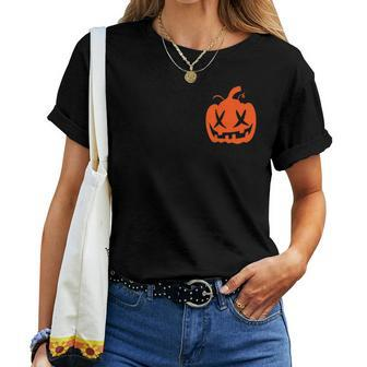 Halloween Jackolantern Fall Pumpkin Face Adult Kids Halloween Women T-shirt | Mazezy