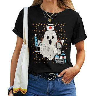 Halloween Nurse Ghost Boo Nursing Scrub Top Costume Women T-shirt - Thegiftio UK