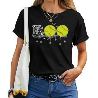 Halloween Softball Lover Boo Baseball Player Women T-shirt - Thegiftio UK