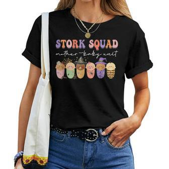 Halloween Stork Squad Mother-Baby Unit Nicu Nurse Costume Women T-shirt - Monsterry