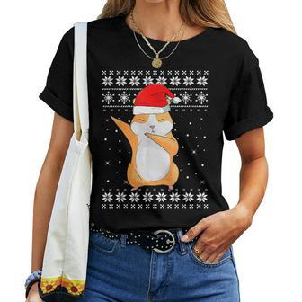 Hamster Dabbing Dance Ugly Sweater Christmas Pajamas Women T-shirt | Mazezy