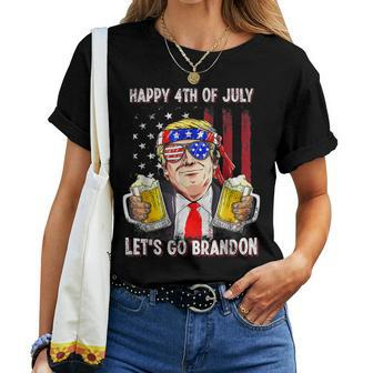 Happy 4Th Of July Lets Go Beer Brandon Trump Beer America Women Crewneck Short T-shirt