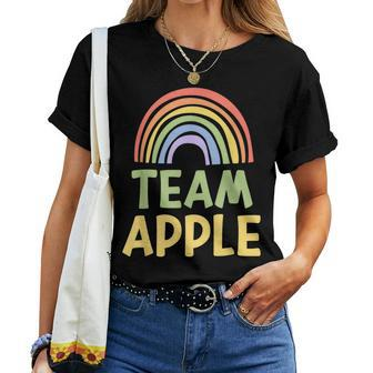 Happy Colorful Team Apple Rainbow Pride Green Yellow Women T-shirt | Mazezy