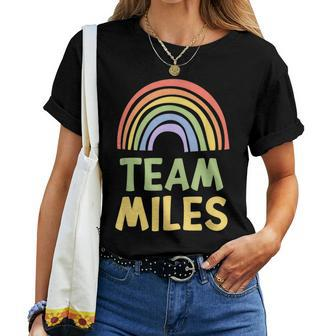 Happy Colorful Team Miles Rainbow Pride Green Yellow Women T-shirt | Mazezy