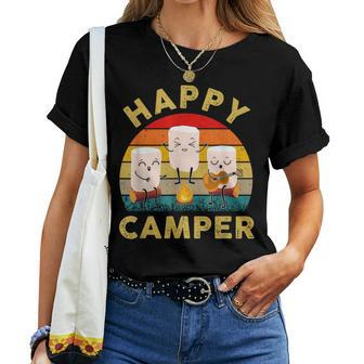 Happy Cute Marshmallow Camper Bonfire Kids Women Men Women T-shirt | Mazezy