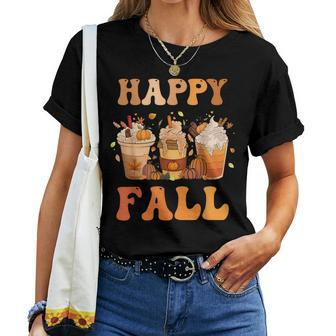 Happy Fall Y'all Autumn Halloween Pumpkin Spice Latte Women T-shirt - Monsterry