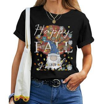 Happy Fall Y'all Gnome Owl Coffee Lover Autumn Thanksgiving For Coffee Lovers Women T-shirt | Mazezy CA