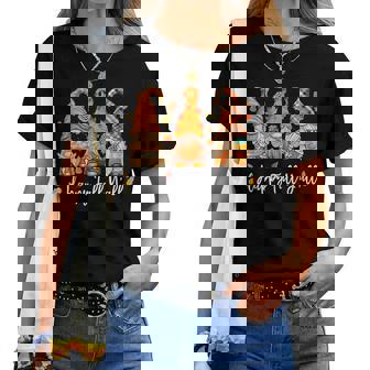 Happy Fall Y'all Gnome Pumpkin Truck Autumn Thanksgiving Women T-shirt | Mazezy