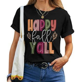 Happy Fall Yall Pumpkin Thanksgiving Halloween Cute Women Halloween Women T-shirt | Mazezy