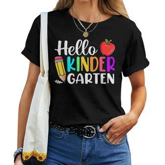 Happy First Day Of Kindergarten Hello Back To School Teacher Women T-shirt - Seseable
