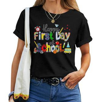 Happy First Day Of School Teachers Students Back To School Women T-shirt - Seseable