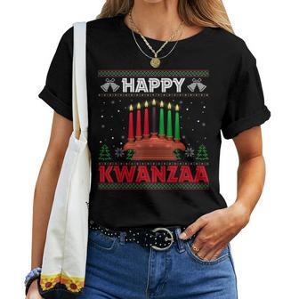 Happy Kwanzaa Kinara African American Ugly Christmas Sweater Women T-shirt | Mazezy UK