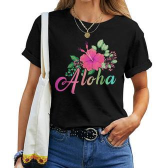 Hawaiian Aloha Flower Hawaii Beach Vacation Lovers Women T-shirt - Seseable