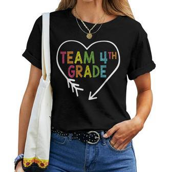 Heart 4Th Grade Team Teacher Student Back To School Women T-shirt - Monsterry