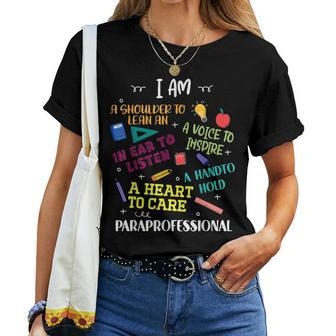 Heart To Care Paraprofessional Teachers Paraeducator Women T-shirt | Mazezy