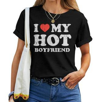 I Heart My Hot Boyfriend Love Bf Couple Girlfriend Women Women T-shirt | Mazezy
