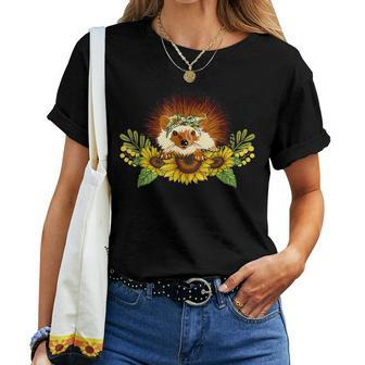 Hedgehog Sunflower Hedgehog Lover Women T-shirt | Mazezy
