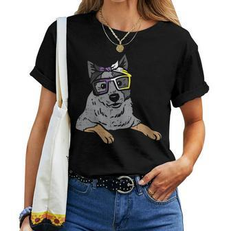 Heeler Australian Cattle Dog Lgbtq Non-Binary Flag Gay Pride Women T-shirt | Mazezy