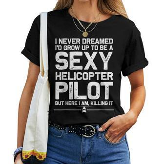 Helicopter Men Women Cool Sexy Helicopter Pilot Women T-shirt | Mazezy