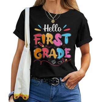 Hello 1St Grade Back To School First Grade Teachers Students Women T-shirt | Mazezy