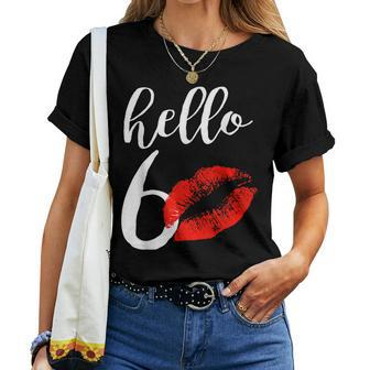 Hello 60 Red Lip Kisses Birthday For Mom Grandma Women T-shirt | Mazezy