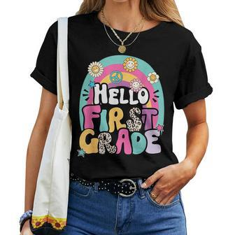 Hello First Grade Back To School Teacher First Day Of School Women T-shirt - Seseable