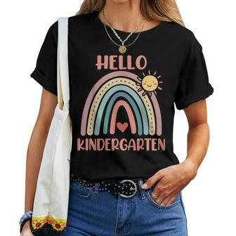 Hello Kindergarten Boho Rainbow Heart For Teachers Women Kid Women T-shirt | Mazezy